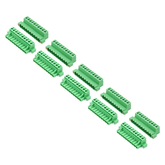Uxcell 5Set PCB Terminal Block, 300V 10A Male&Female 10 Pin 5.08mm Distance PCB Screw Mount Terminal Block Connector for Industrial Use, Electronic Projects, Green