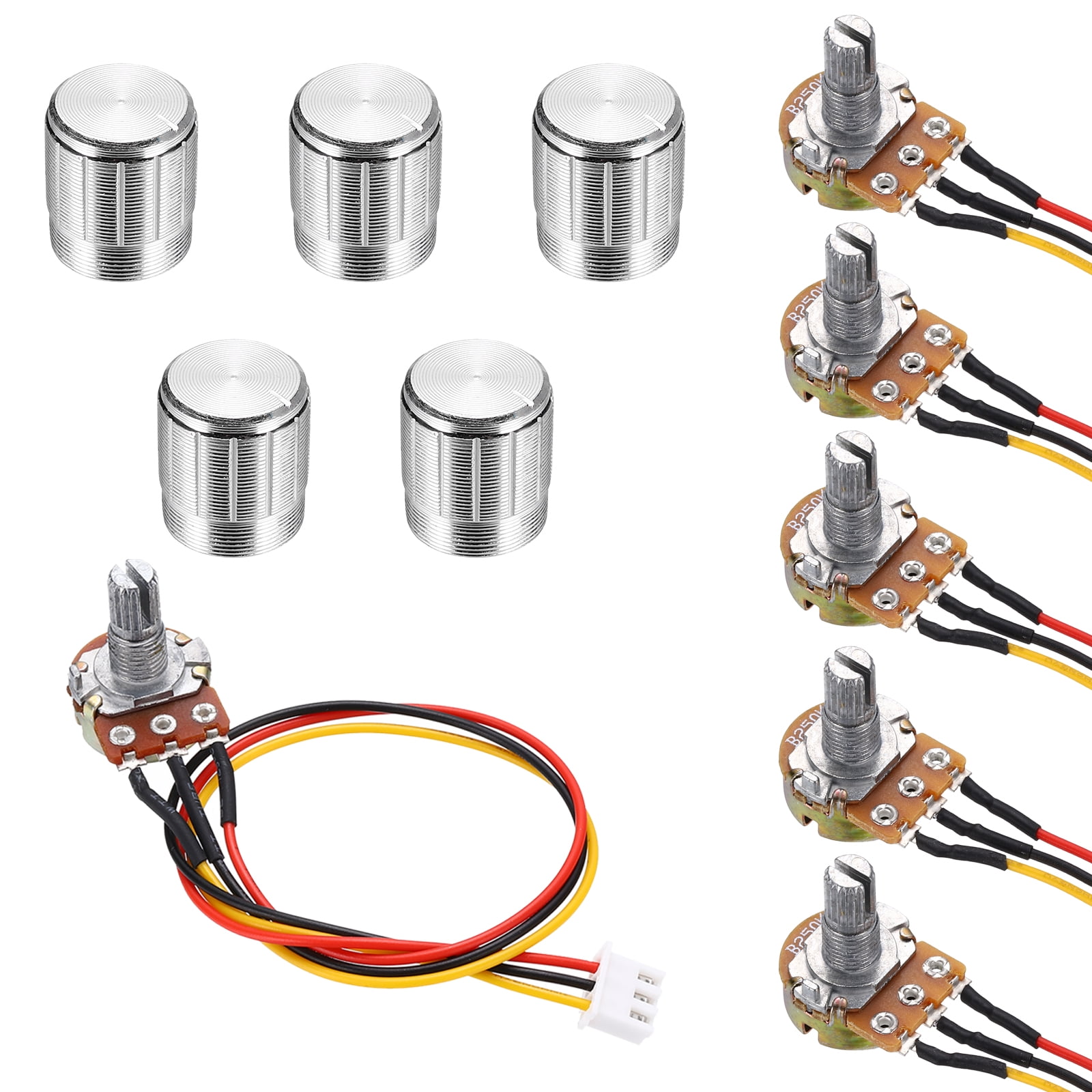Uxcell 5Set WH148 B250K Ohm Potentiometer Kit, 3Pins Variable Resistors ...