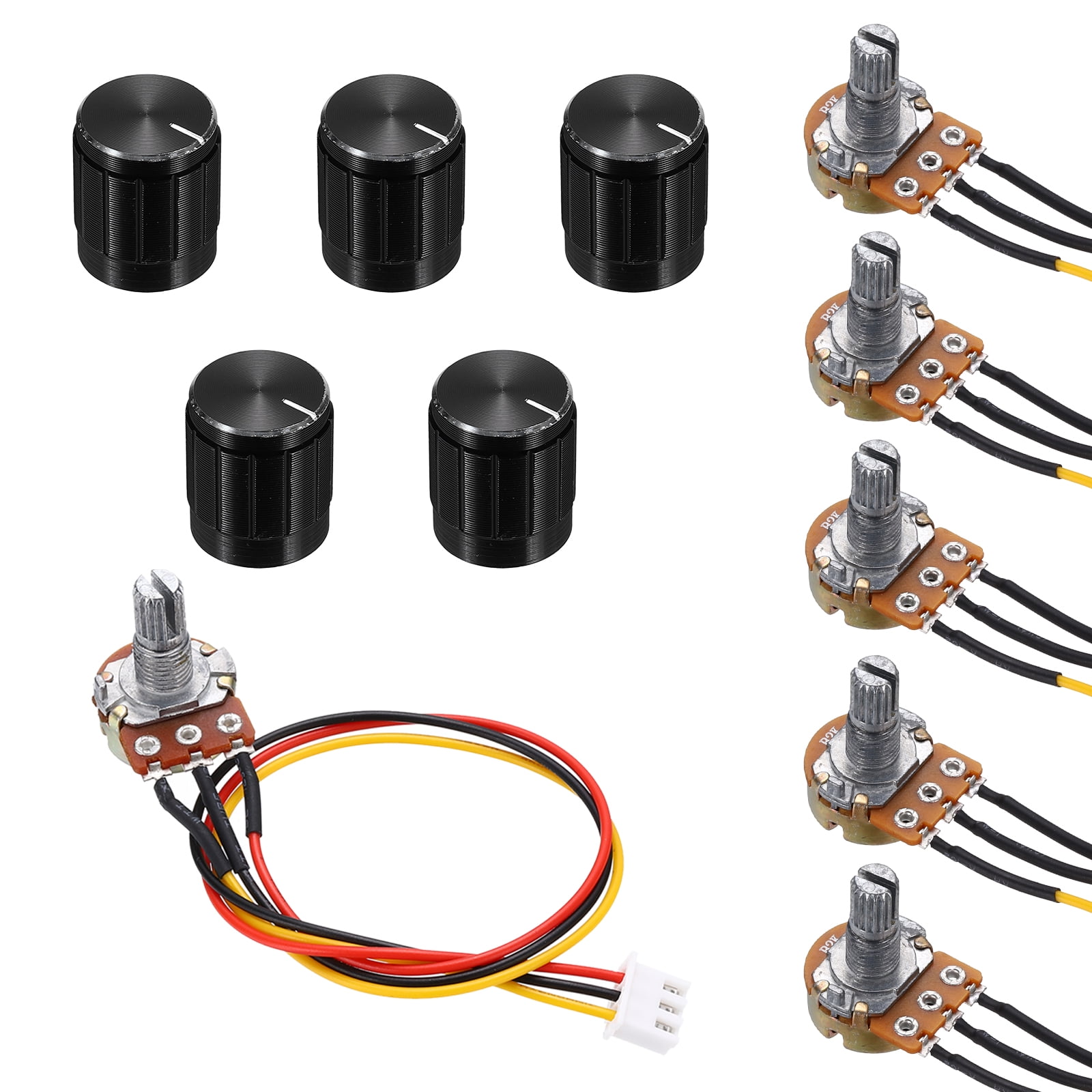 Uxcell 5Set WH148 B2K Ohm Potentiometer Kit, 3Pins Variable Resistors ...