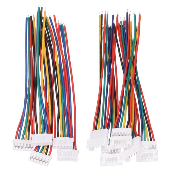 Uxcell 5Sets 100mm 6Pin 26AWG PH2.0 Connector Male Female with Bare Wire, Copper Core Polyvinyl Chloride Material OD1.3 Spring Pin Connector for DIY Drone 3D Printer Balance Cars PCB LED Lighting