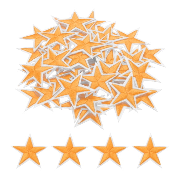 Uxcell 5Star Iron on Patches Embroidered Sew Patch Appliques Orange 50pcs