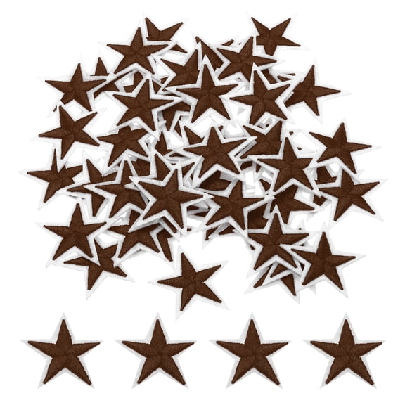 Uxcell 5Star Iron on Patches Embroidered Sew Patches Appliques Brown 50pcs