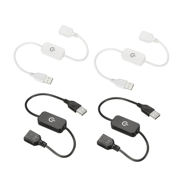 Uxcell 5V 3A USB Inline Tact Dimmer Switch Control Single Color LED Strip Lights, Black White, 4 Pack