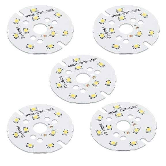 Uxcell 5W 120lm 4000-4500K 48mm 15-17VDC COB LED Light Chip Beads Energy Saving Bulb Natural White 5 Pack