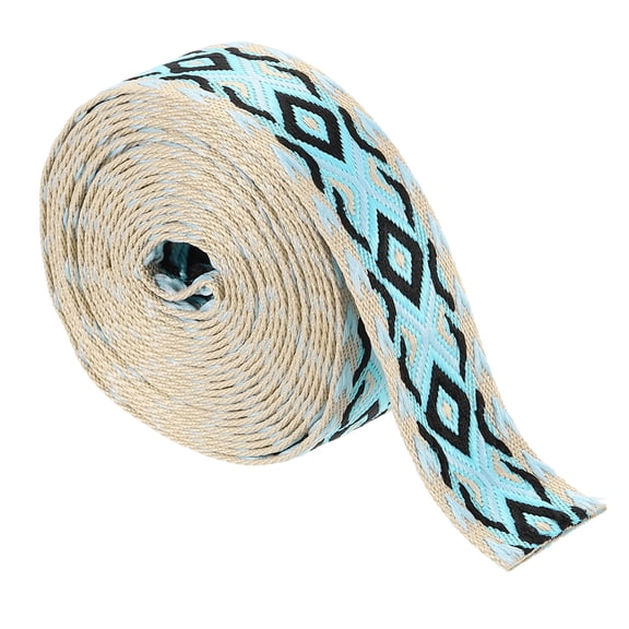 Uxcell 5Yards Cotton Webbing Strap 38mm Jacquard Webbing Purse Strap, Blue-Green