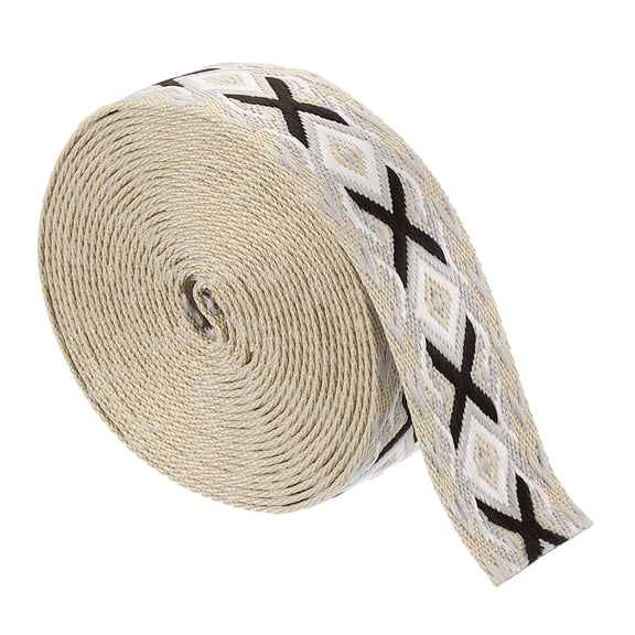 Uxcell 5Yards Cotton Webbing Strap 38mm Jacquard Webbing Purse Strap, Gray-Black