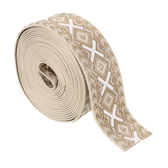 Uxcell 5Yards Cotton Webbing Strap 50mm Jacquard Webbing Purse Strap, Cream-White
