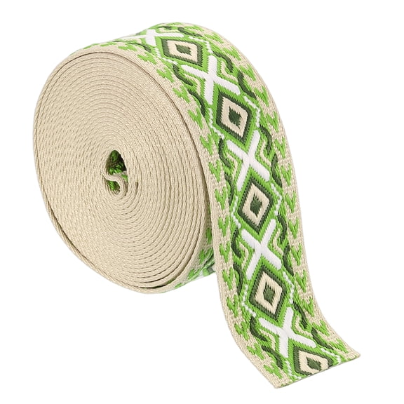 Uxcell 5Yards Cotton Webbing Strap 50mm Jacquard Webbing Purse Strap, Green-Grass Green