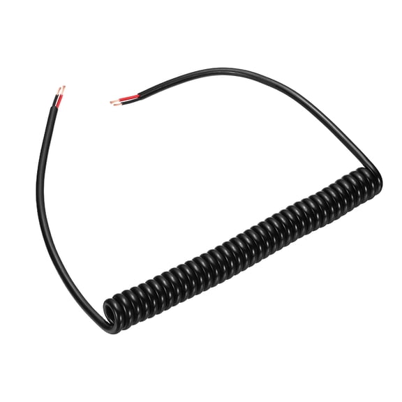 Uxcell 5ft 20AWG Retractable Coiled Coil Cord, 300V 105 2 Conductor Spiral Power Cord Spring Extension Cable High Pressure High Temperature for Portable Movable Equipment
