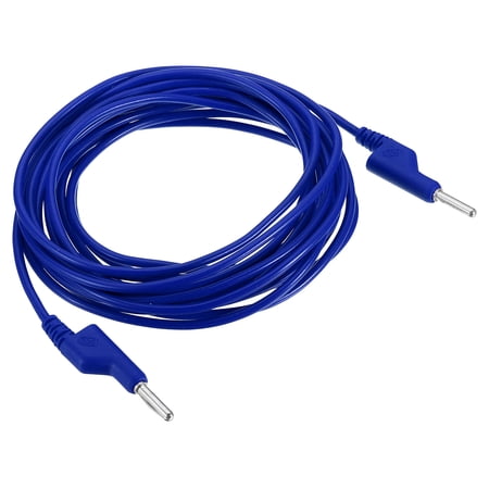 Uxcell 5m Banana Plug to Banana Plug Test 3.5mm OD 1000V/20A 15AWG Copper Stackable Cable Line Wire, Blue