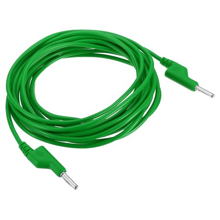 Uxcell 5m Banana Plug to Banana Plug Test 3.5mm OD 1000V/20A 15AWG Copper Stackable Cable Line Wire, Green