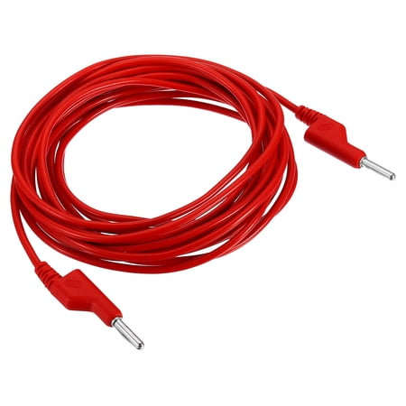 Uxcell 5m Banana Plug to Banana Plug Test 3.5mm OD 1000V/20A 15AWG Copper Stackable Cable Line Wire, Red