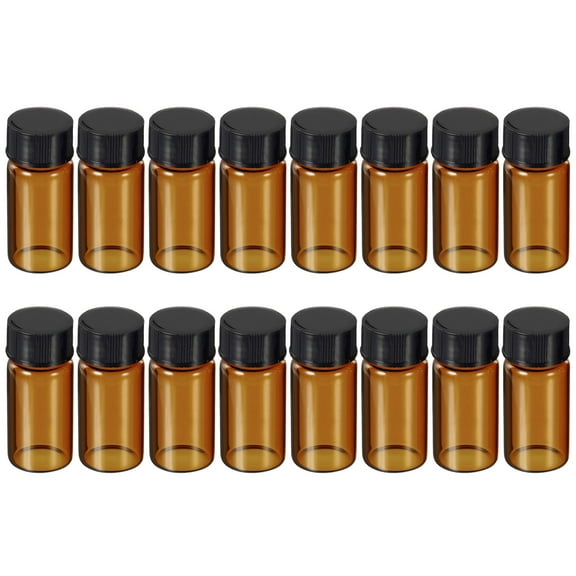 Uxcell 5mL Glass Vials with Screw Caps Liquid Sample Vial Storage for Laboratory and Home Amber 16 Pcs