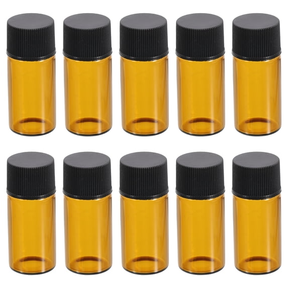Uxcell 5mL Media Storage Bottle, 50 Pack Reagent Media Bottle Glass Bottles with Plastic Screw Cap for Lab, Amber