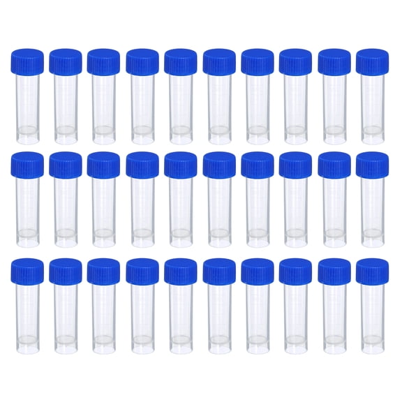Uxcell 5mL Plastic Test Tubes Frozen Container Storage Blue Screw Cap, Clear 50 Pack