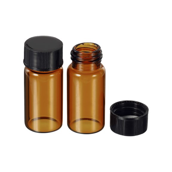 Uxcell 5mL Reagent Glass Storage Bottle Round Plastic Screw Cap Lab Home Brown 20 Pack