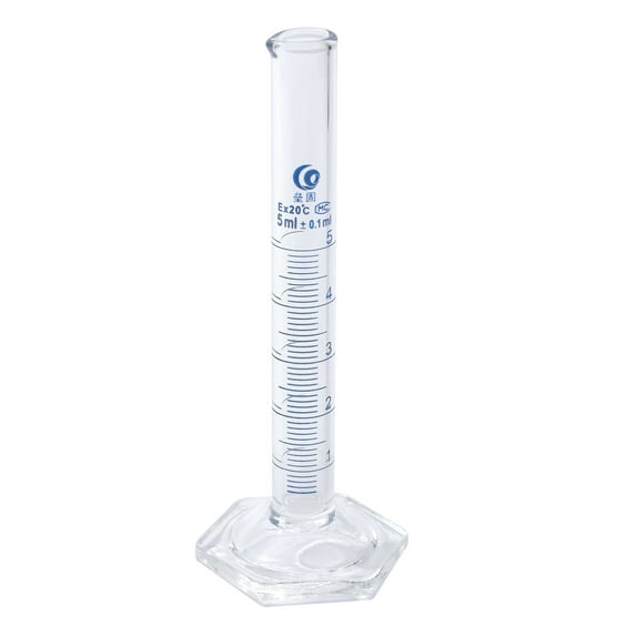 Uxcell 5ml 3.3 Borosilicate Glass Graduated Cylinder, Hex Base Blue Graduations Measuring Cylinder