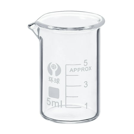 Uxcell 5ml Borosilicate Graduated Printed Scale Lab Measuring Cups Low Form Glass Beaker
