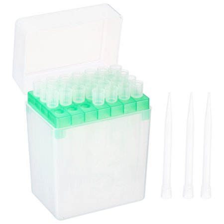 Uxcell 5ml Filtering Pipette Tips, 1 Set 28 Tips/Rack(Green) for Laboratory, Clear