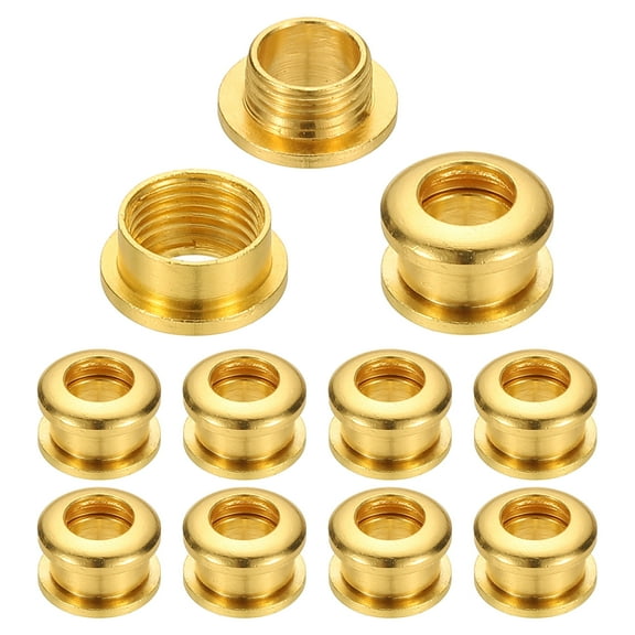 Uxcell 5mm(1/5 inch) Solid Brass Hole Eyelets, 10 Pcs Arc Surface Self Backing Grommets with Washer for Leather Craft, Gold Tone