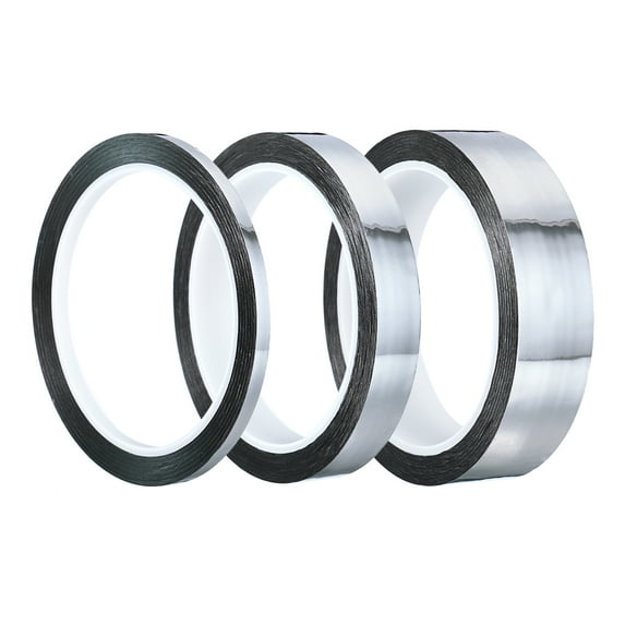 Uxcell 5mm 15mm 25mm Width 50m Prism Tape Holographic Reflective Adhesive for Crafting Wrapping Decoration Silver