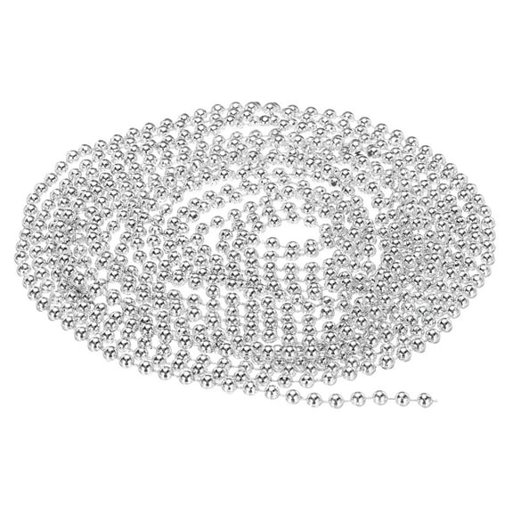 Uxcell 5mm 16.4Ft Pearl Beads Garland, Faux Pearl Strands Spools for DIY ,Silver