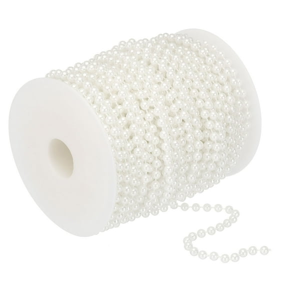 Uxcell 5mm Faux Pearl Beads Garland, 98.4 Ft Pearl String Chain Pearl Roll, White
