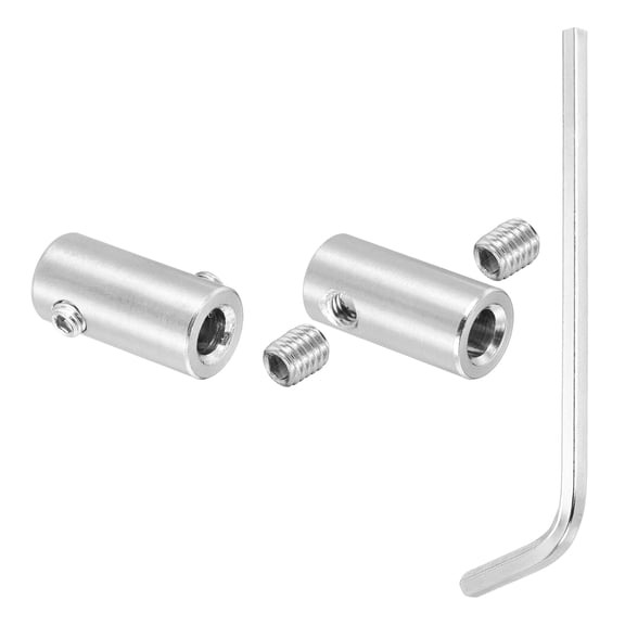 Uxcell 5mm Hole Wire Rope Clips Set, 2 Pcs 304 Stainless Steel Double Holes Lock Cable Clamps Clip with M5 Hexagon Screws Spanner for Wire Rope Fitting, Silver