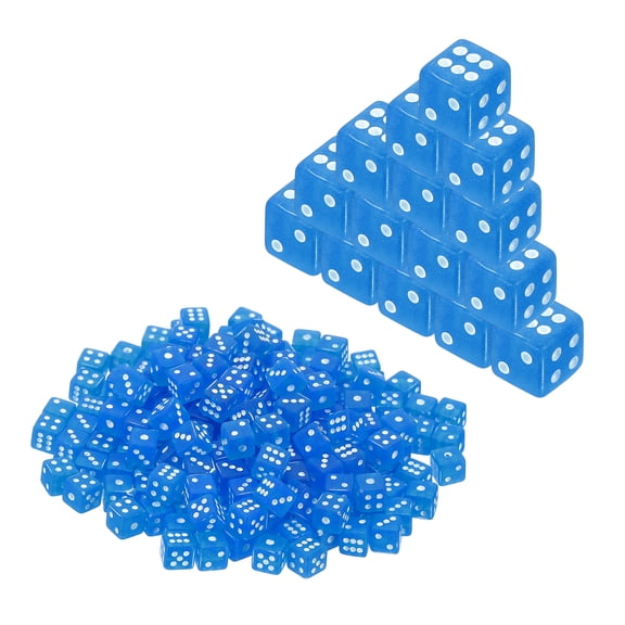 Uxcell 5mm Mini Dice, Acrylic Tiny 6 Sided Square Corner Dice Bulk Perfect for Board Games, Table Game, Party Activities & Classroom Teaching (Blue, 200pcs)