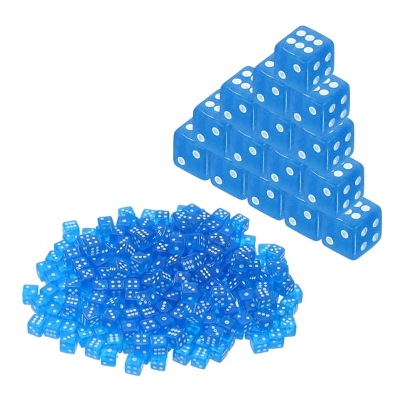 Uxcell 5mm Mini Dice, Acrylic Tiny 6 Sided Square Corner Dice Bulk Perfect for Board Games, Table Game, Party Activities & Classroom Teaching (Blue, 300pcs)
