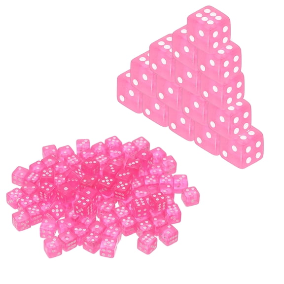 Uxcell 5mm Mini Dice, Acrylic Tiny 6 Sided Square Corner Dice Bulk Perfect for Board Games, Table Game, Party Activities & Classroom Teaching (Pink, 200pcs)