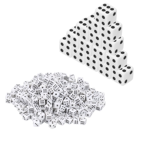 Uxcell 5mm Mini Dice, Translucent Acrylic Tiny 6 Sided Square Corner Dice Bulk Perfect for Board Games, Table Game, Party Activities & Classroom Teaching (White, 300pcs)