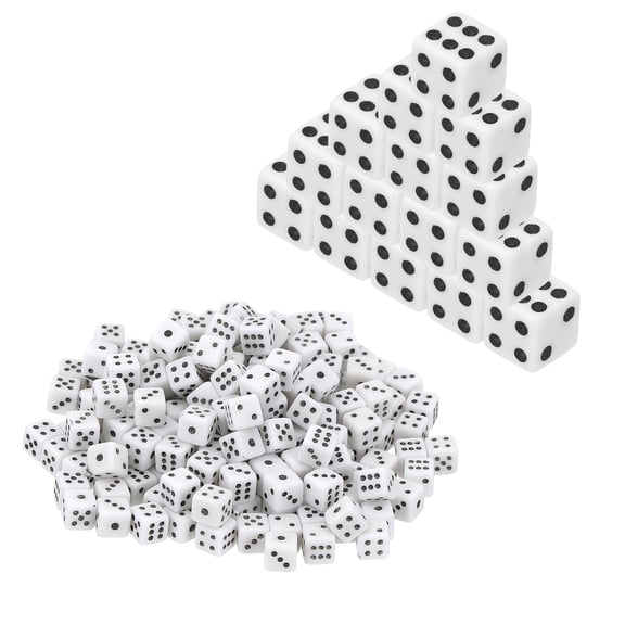 Uxcell 5mm Mini Dice, Translucent Acrylic Tiny 6 Sided Square Corner Dice Bulk Perfect for Board Games, Table Game, Party Activities & Classroom Teaching (White, 200pcs)