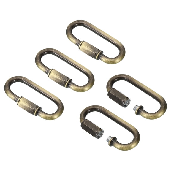 Uxcell 5mm Steel Chain Quick Links Screw Locking Chain Connector Ring Hook Clips 88 Lbs Bronze 5 Pack