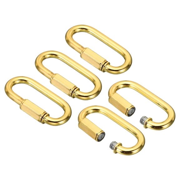 Uxcell 5mm Steel Chain Quick Links Screw Locking Chain Connector Ring Hook Clips 88 Lbs Electrophoresis Gold 5 Pack