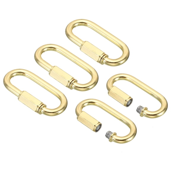 Uxcell 5mm Steel Chain Quick Links Screw Locking Chain Connector Ring Hook Clips 88 Lbs Gold 5 Pack