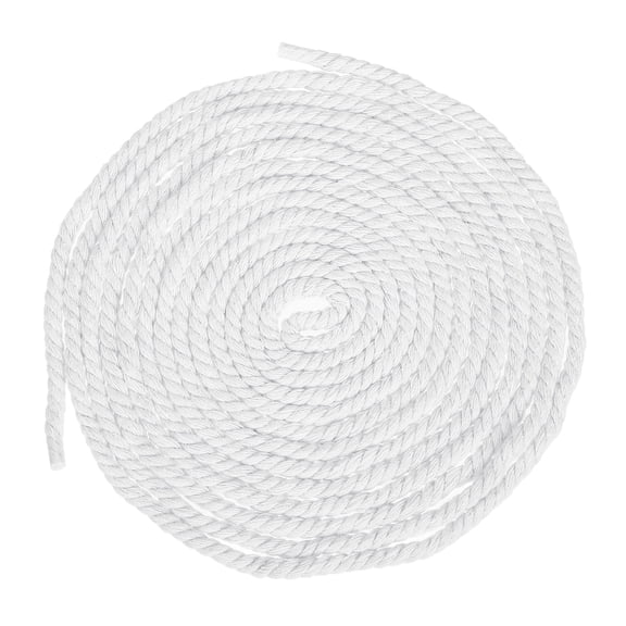 Uxcell 5mm x 14.8 Feet White Cotton Rope, 3 Strand Clothes Line Outdoors Twisted Braided Thick Macrame Cord for DIY Wall Hanging Plant Hanger Knotting Clothesline