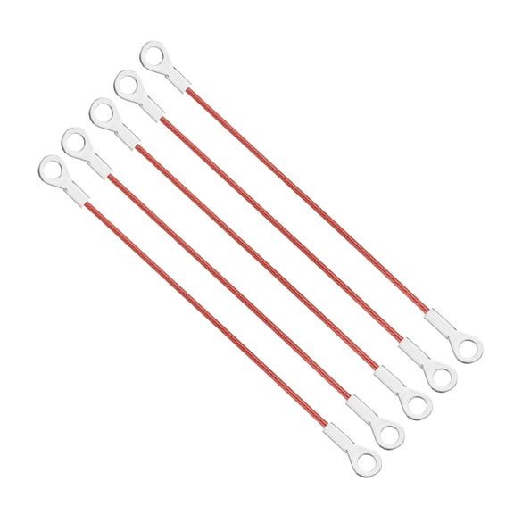 Uxcell 5mm x 30cm Lanyard Cable, 5 PCS 304 Stainless Steel Cable Eyelets Ended Short Wire Rope Lanyard Safety Tether Chain Lock for Outdoor Gate Curtains Hanging Lamps, Red