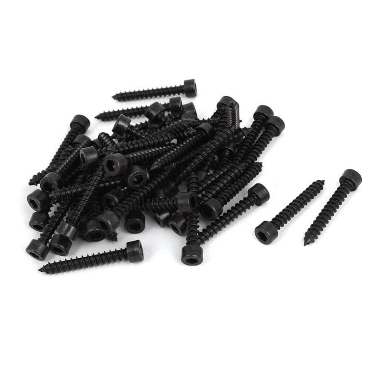 Uxcell M4 x 25mm Wood Screws Carbon Steel Black Oxide Black 100