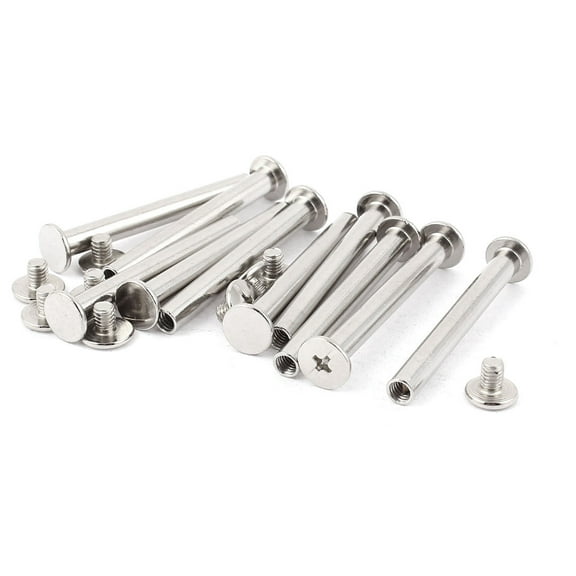Uxcell 5mmx45mm Nickel Plated Binding Chicago Screw Post for Album Scrapbook (10-pack)