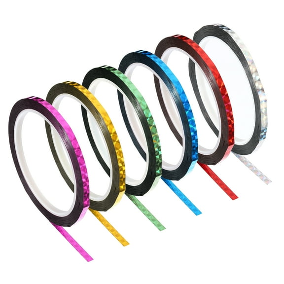 Uxcell 5mmx50m Prism Tape Holographic Reflective Self Adhesive Decor, Assorted Color 6 Pack
