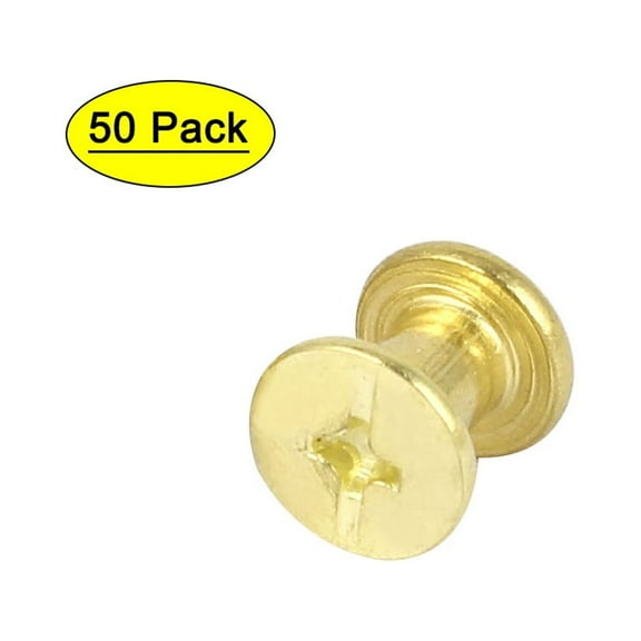 Uxcell 5mmx5mm Brass Plated Chicago Screws Binding Posts Docking Rivet (50-pack)