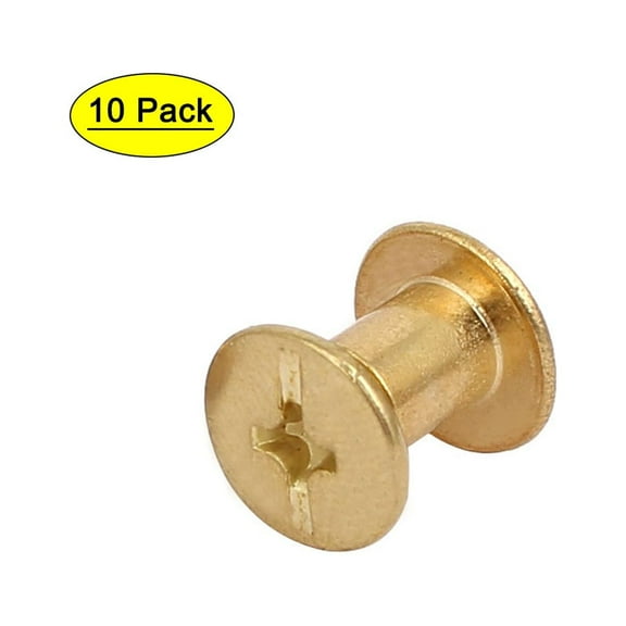 Uxcell 5mmx6mm Binding Chicago Screw Posts Nuts Docking Rivets Brass Tone (10-pack)