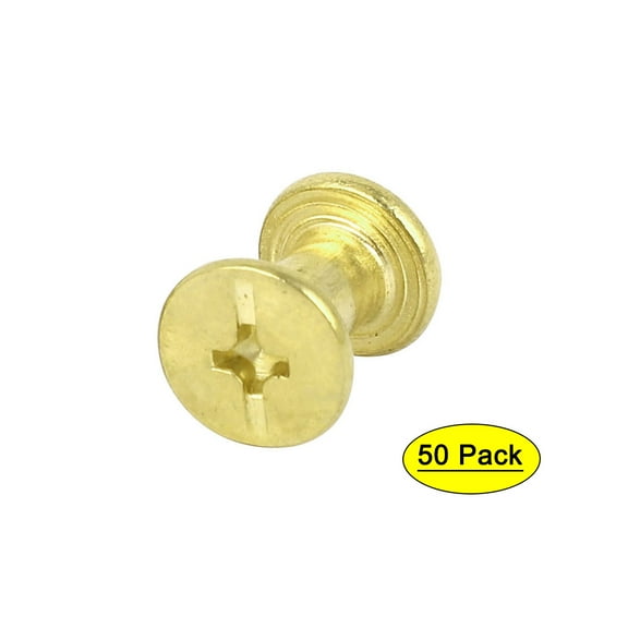 Uxcell 5mmx6mm Brass Plated Chicago Screws Binding Posts Docking Rivet (50-pack)