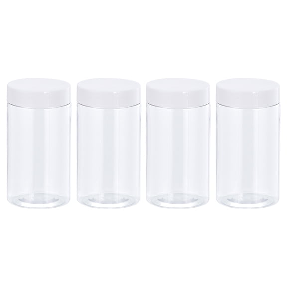 Uxcell 5oz/ 150ml Round Plastic Jars with White Screw Top Lid for Storage 4Pack