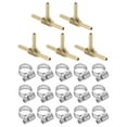 thumbnail image 1 of Uxcell 5pack Brass Tee Barb Fittings, 3-Ways Tee 1/8" x 1/8" x 1/8" Barbed, with 15pack Hose Clamps, 1 of 7