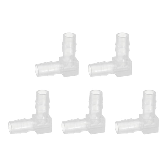 Uxcell 5pack Hose Barb 90 Degree Elbow l Fitting, 5/16" OD Plastic Hose Barb Pipe Fitting Splicer Mender Joint Adapter for Water Liquid Fuel Line Tube, Clear