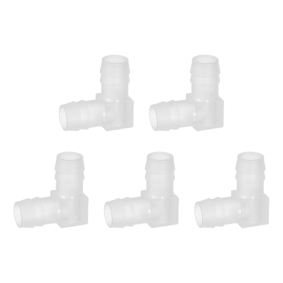 Uxcell 5pack Hose Barb 90 Degree Elbow l Fitting, 9/16" OD Plastic Hose Barb Pipe Fitting Splicer Mender Joint Adapter for Water Liquid Fuel Line Tube, Clear