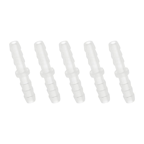 Uxcell 5pack Plastic Hose Barb Fitting, 3/16" Barbed Hose Pipe Fitting Splicer Mender Joint Adapter for Water Liquid Fuel Line Tube, Clear