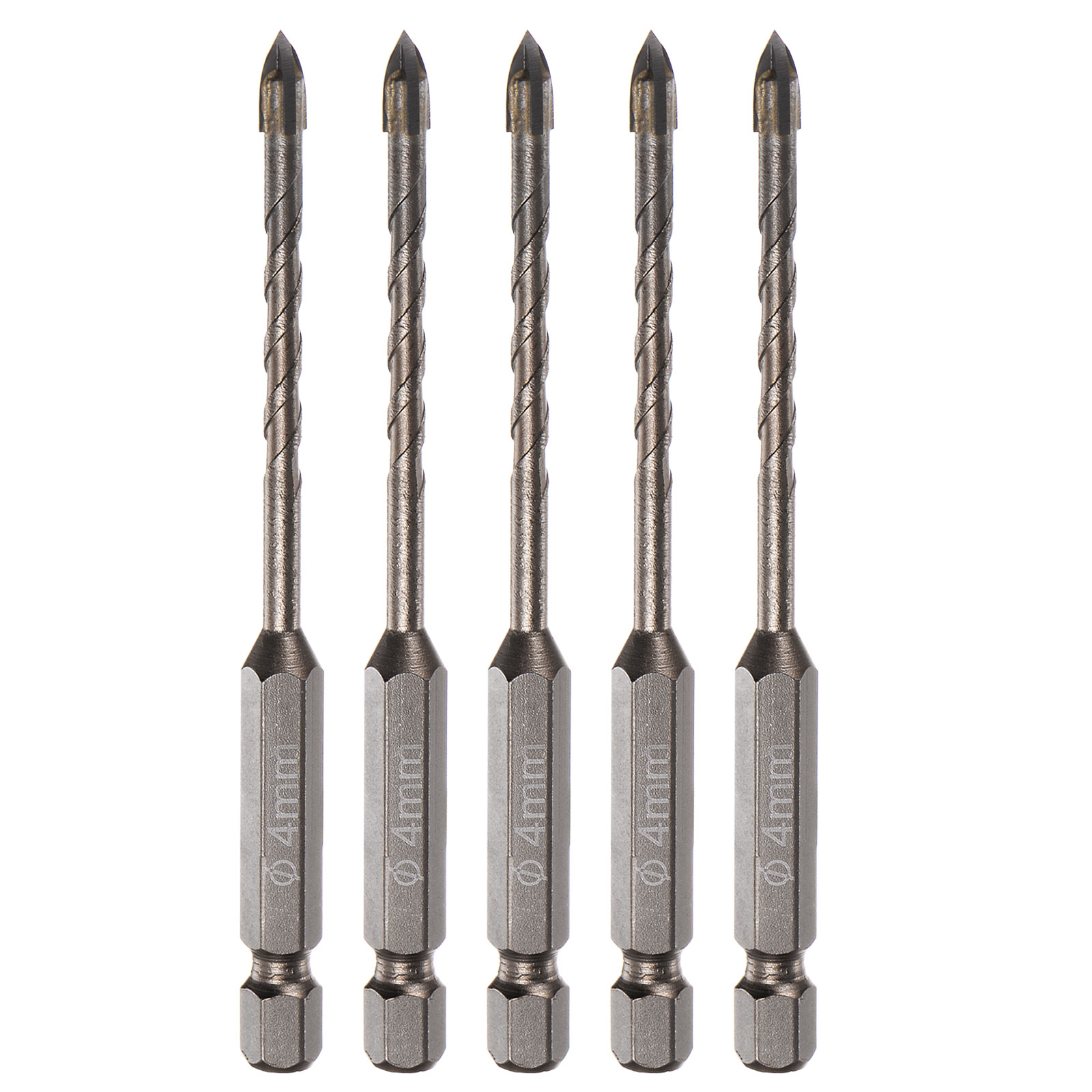Unique Bargains 5pack Titanium Masonry Drill Bit, 4mm Concrete Drill Bits Ceramic Drill Bit with 1/4' Hex Shank